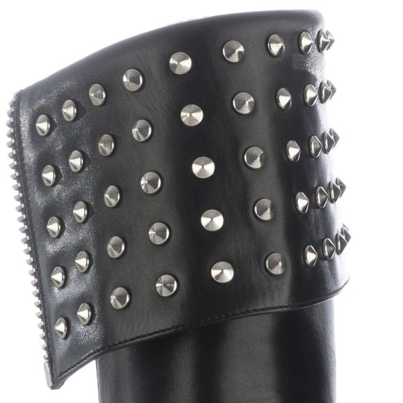 NIB YSL SAINT LAURENT Paris Fold Over Studded Leather Booties - Picture 11 of 11
